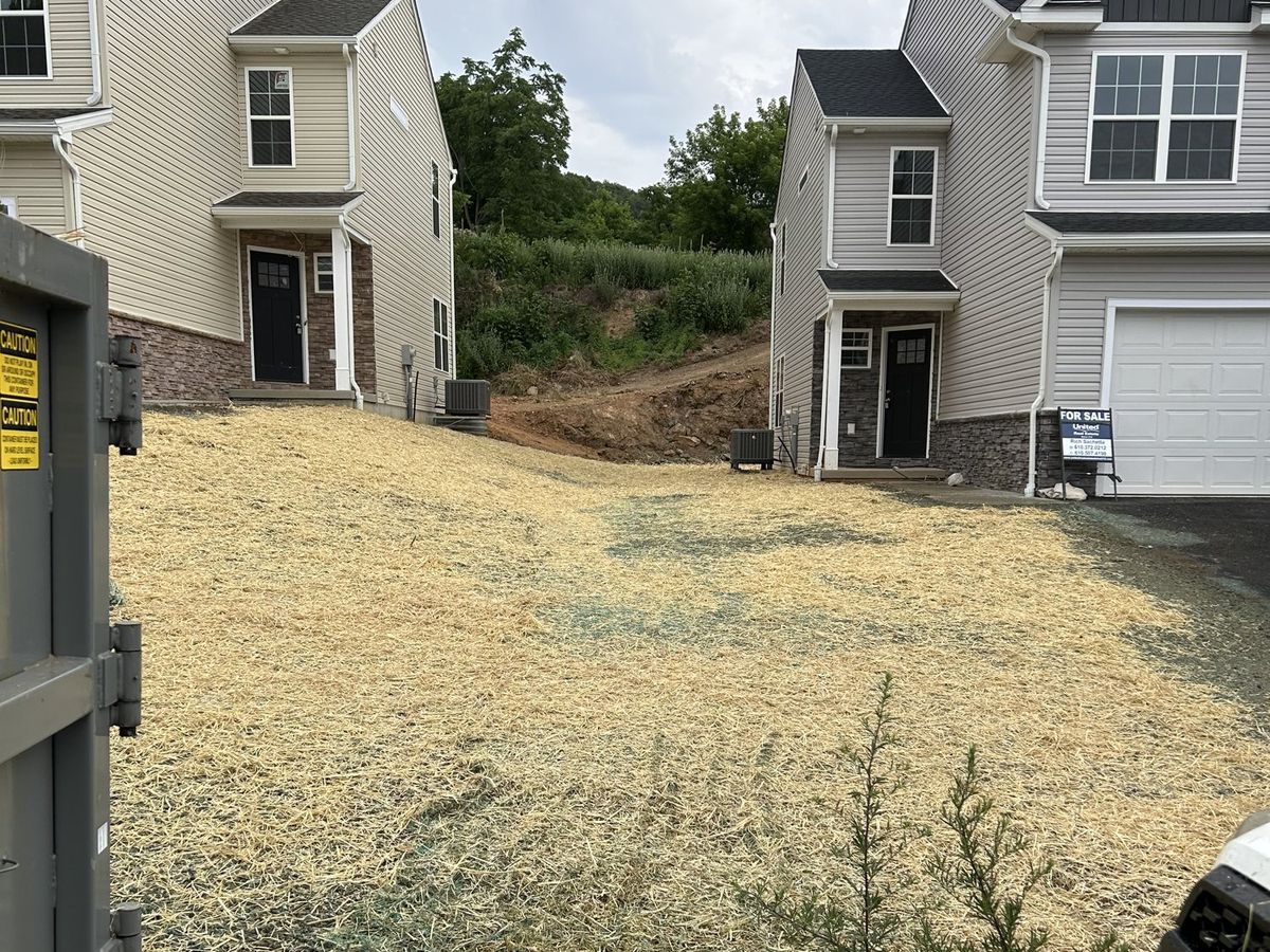 Erosion control: seeded ground on new construction